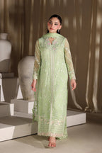 Sage Serenity: Embroidered Chiffon Suit | Ready To Wear
