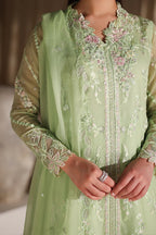 Sage Serenity: Embroidered Chiffon Suit | Ready To Wear