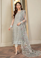 Heavy Embroidered Net Suit with Shamoz Silk Inner & Trouser
