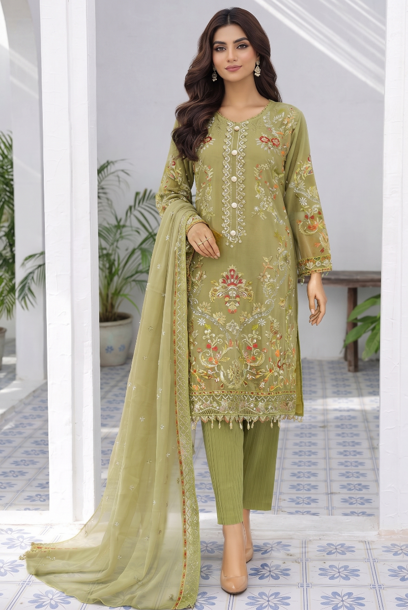 03-Piece Chiffon Suit With Embroidery | Ready To Wear
