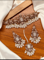 Regal Maroon Kundan and Antique Gold Choker Set