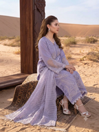 Dreamy Lilac: Embroidered Bareeza Lawn Suit With Khaddi Net Dupatta | Ready To Wear