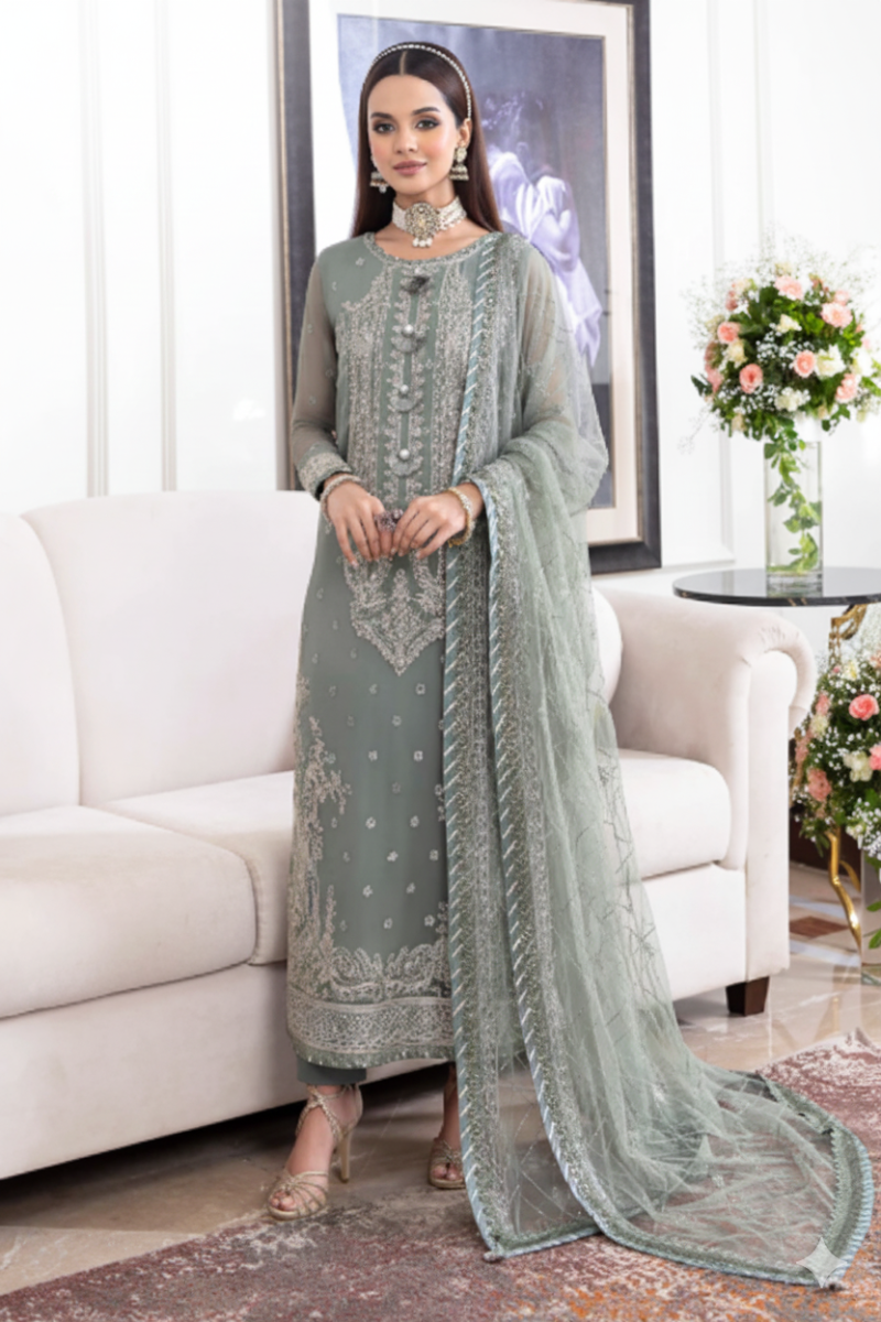 3  Piece Stitched Chiffon Suit