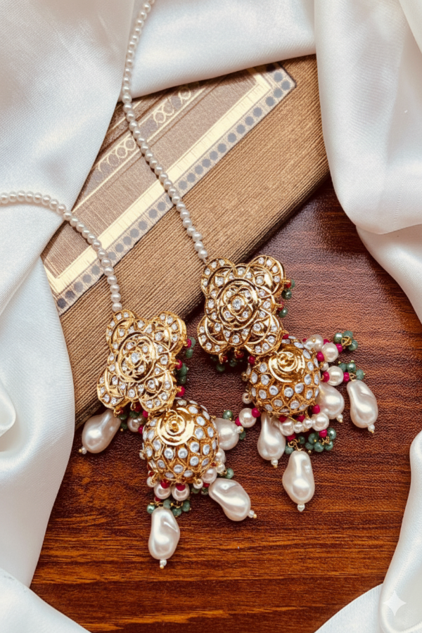 Thappa Kundan Multani Jhumki Earrings