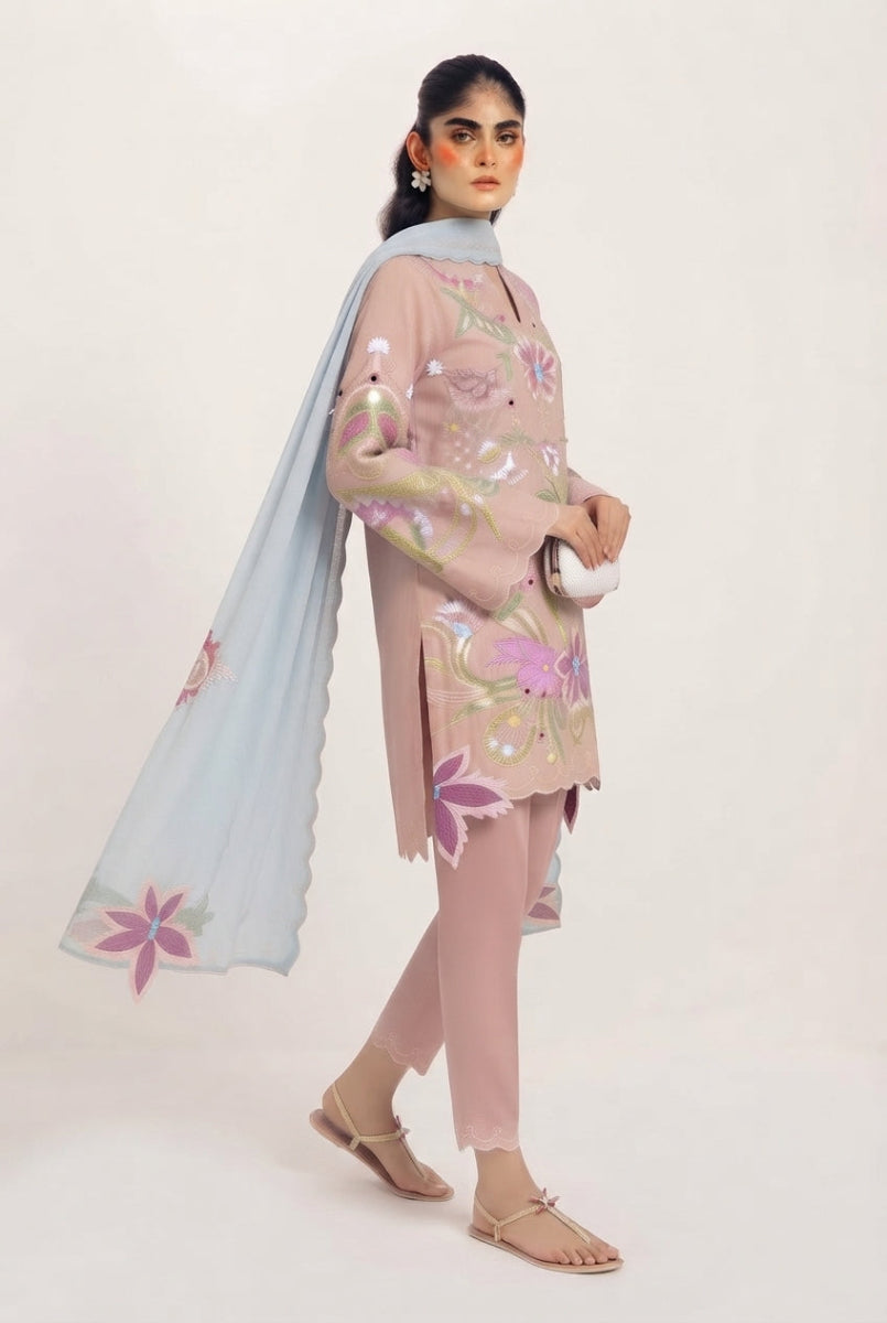 Pure Cotton suit  with Heavy Flower Embroidery | Ready To Wear
