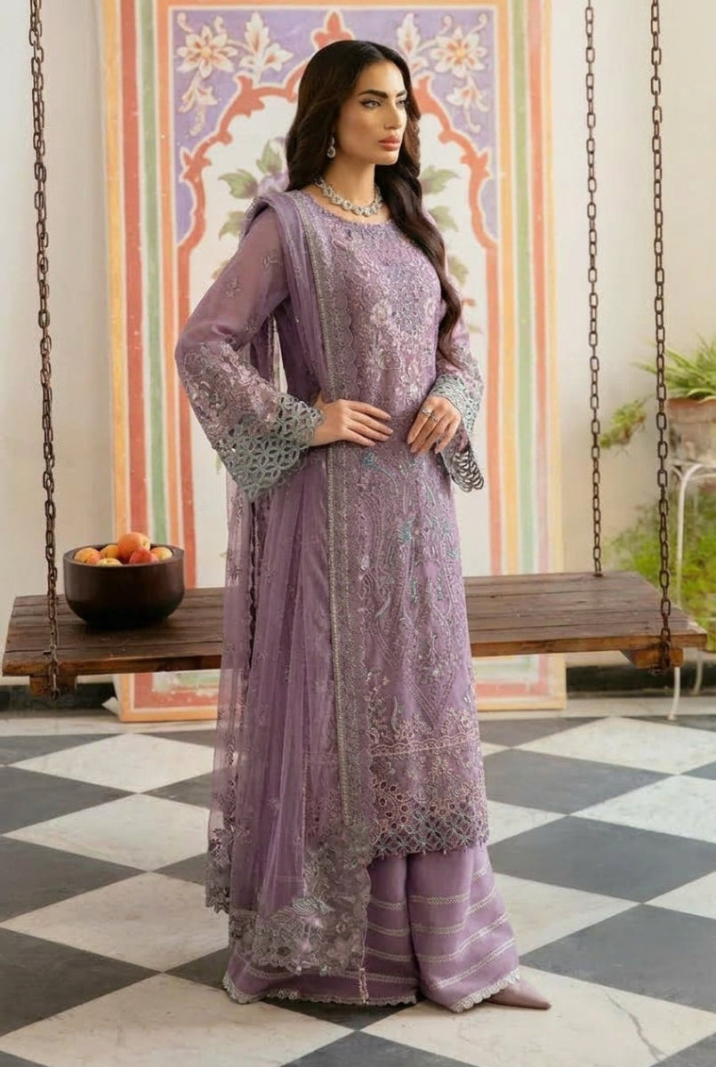 Luxury Embroidered Chiffon 3-Piece Suit