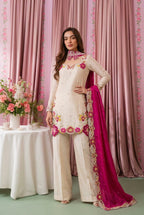 hanzay Anoshy Multi Floral Luxury Shamoz Silk 3-Piece Suit