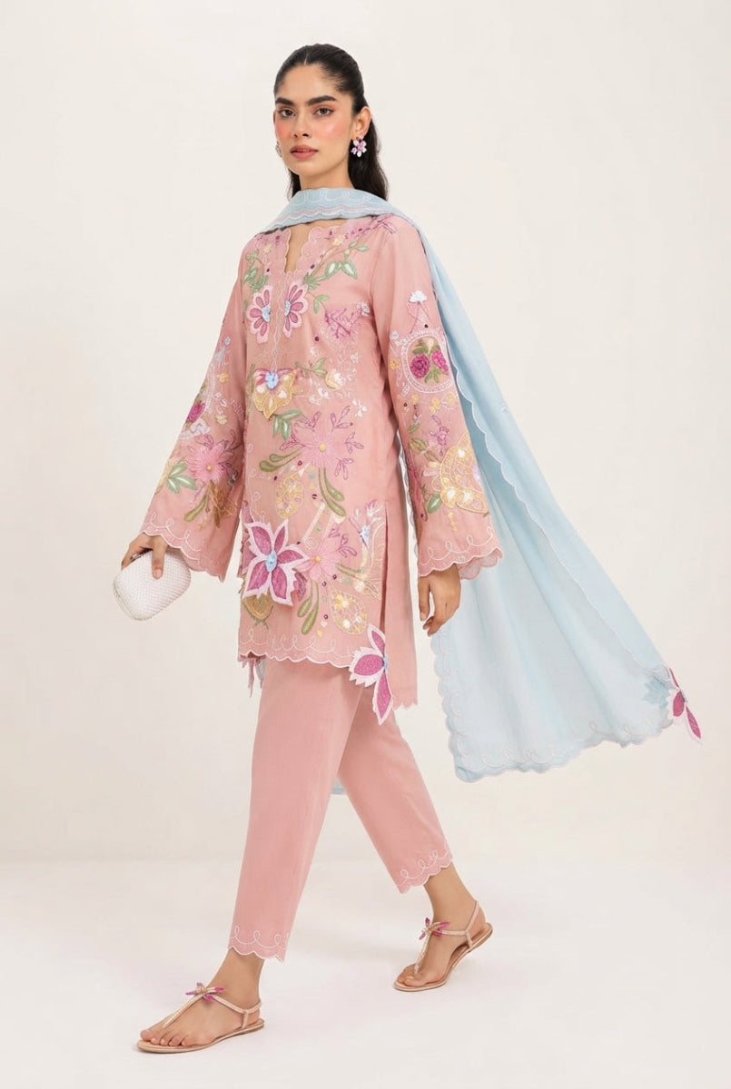 Pure Cotton suit  with Heavy Flower Embroidery | Ready To Wear