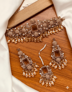 Regal Maroon Kundan and Antique Gold Choker Set