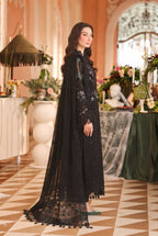 HR Designers Luxury Chiffon Collection – Maria B Style Black Embroidered Suit