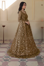 The Olive Monarch: Heavily Embellished Net Maxi | Ready To Wear