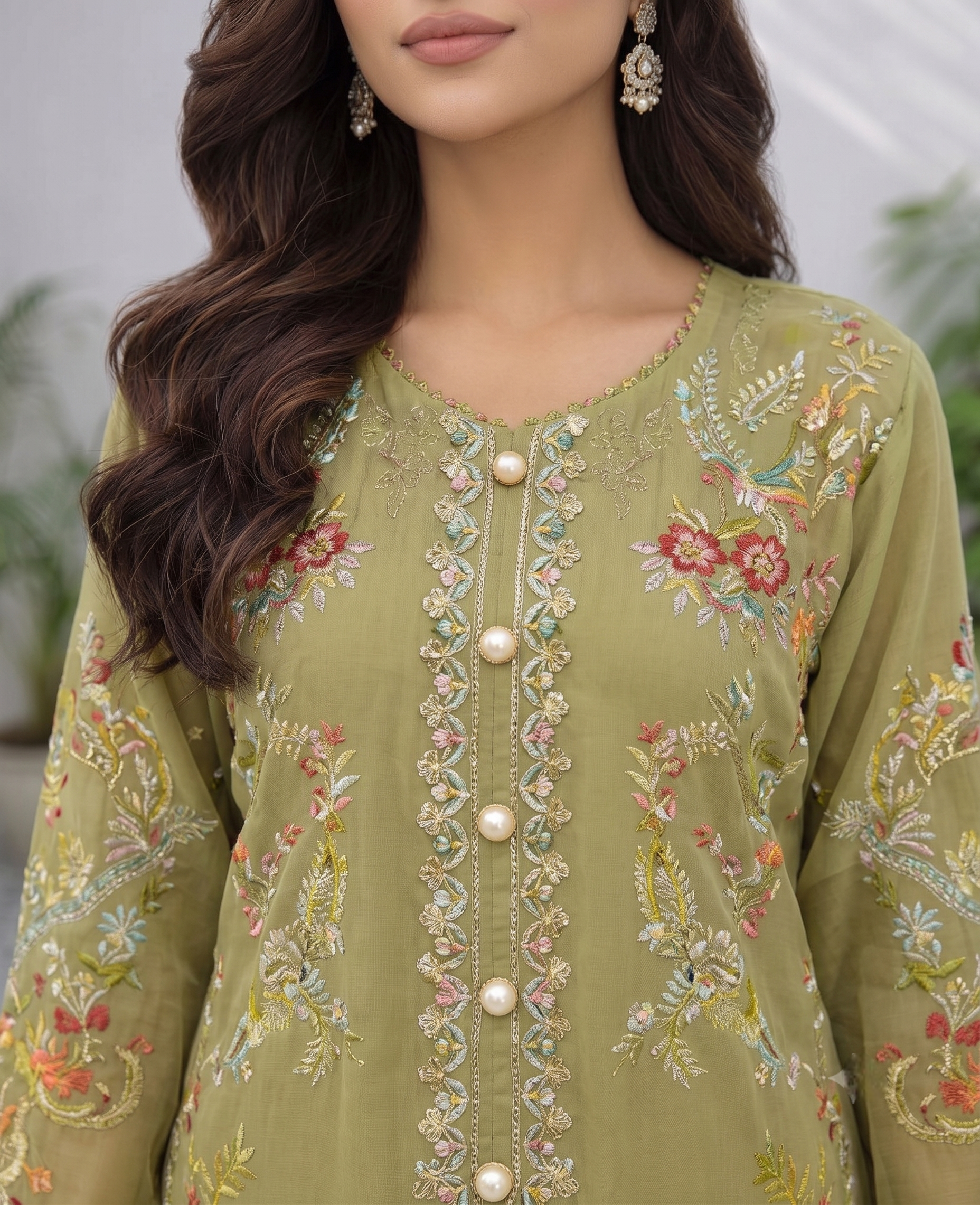 03-Piece Chiffon Suit With Embroidery | Ready To Wear