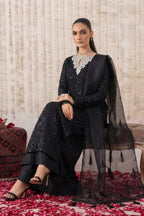 Black 3-Piece Luxury Chiffon Suit | Ready To Wear