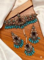 Regal Maroon Kundan and Antique Gold Choker Set