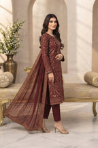 Maroon Shisha Silk 3-Piece suite  | Ready To Wear
