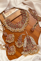 Handcrafted Luxury Embroidered Neckline Set with Heavy Stone & Pearl Work