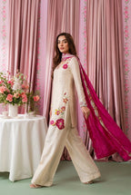 hanzay Anoshy Multi Floral Luxury Shamoz Silk 3-Piece Suit