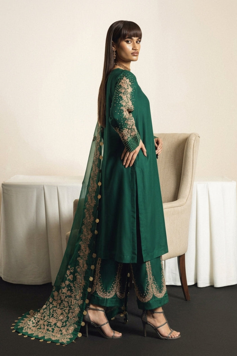 Hussain Rehar Noor Luxury Pret Formal – Bottle Green