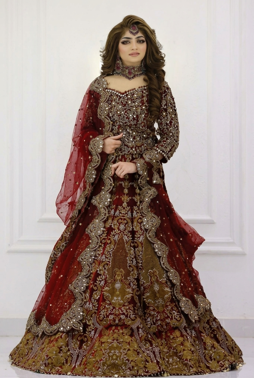 Heavy Embroidred Bridal Net Maxi | Ready To Wear