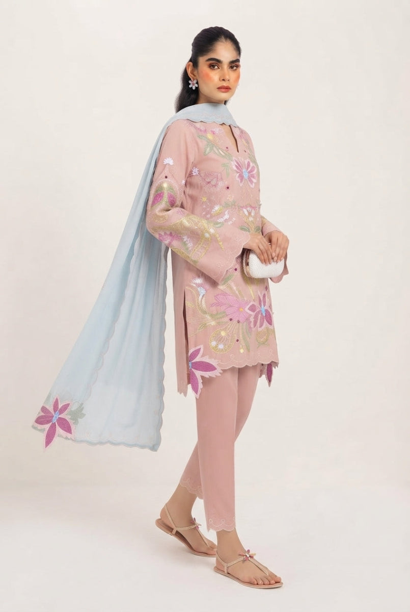 Pure Cotton suit  with Heavy Flower Embroidery | Ready To Wear