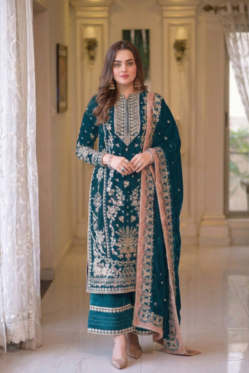 03-Piece Heavy Embroidered Chiffon Suit - Ready To Wear
