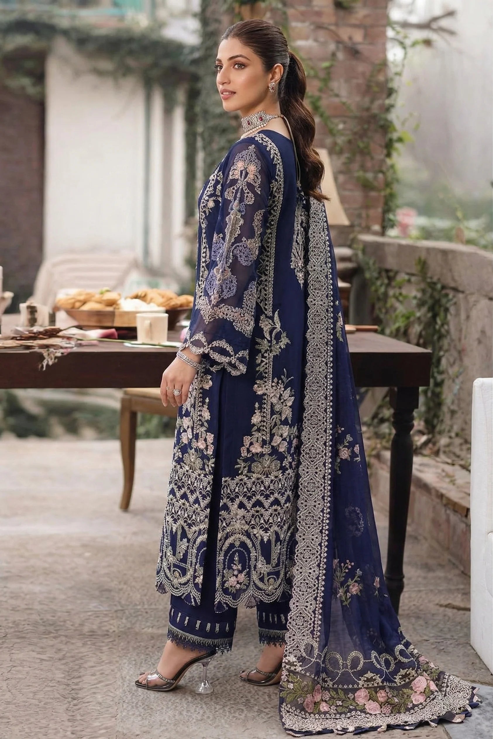 Navy Royale: Heavy Embroidered Lawn Suit | Ready To Wear