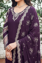 03-Piece Cotton Suit With Embroidery - Ready To Wear