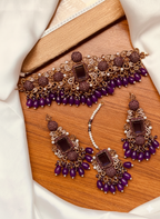 Regal Maroon Kundan and Antique Gold Choker Set