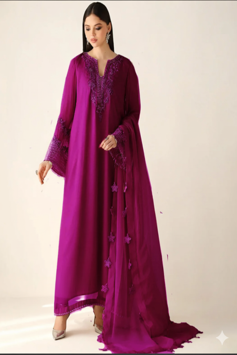 3 Piece  Stitched Chiffon Suit - Ready to Wear