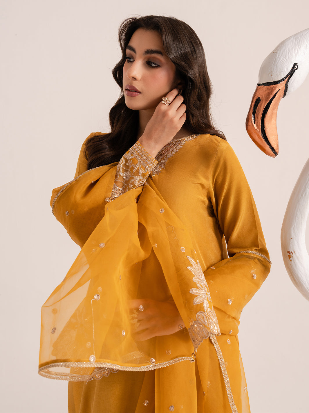 3-Piece Chiffon Embroidered Suit Ready To Wear