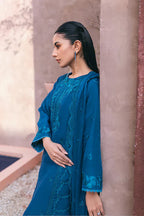 Azure  stitched  Chiffon Suit with Malai Trouser