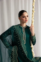Forest Elegance: Gold Embroidered Silk Suit | Ready To Wear