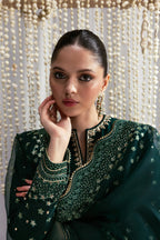 Forest Elegance: Gold Embroidered Silk Suit | Ready To Wear