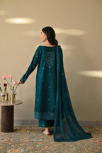 The Emerald Shadow: Embroidered Cotton Suit | Ready To Wear