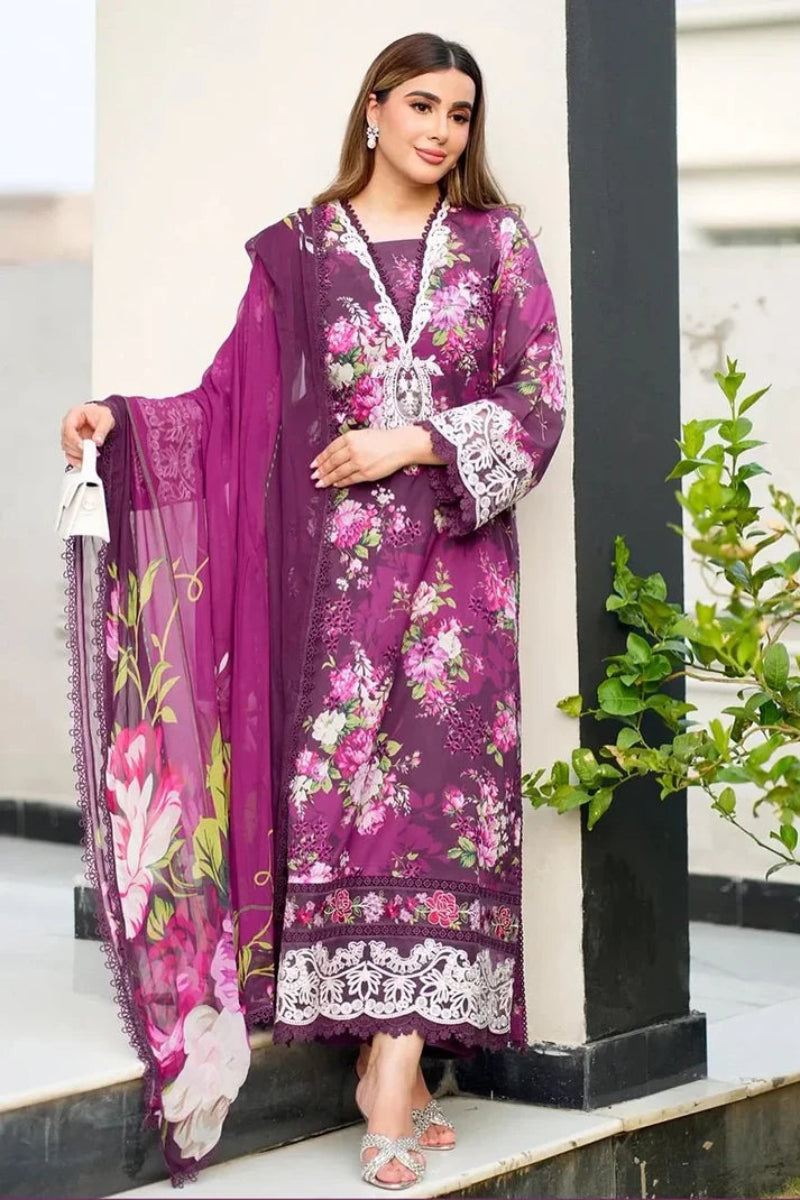 03-Piece Printed Lawn Suit - Ready To Wear