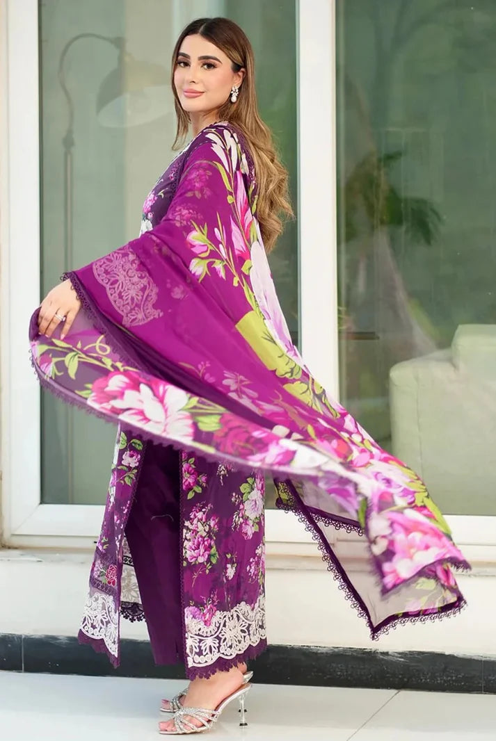 03-Piece Printed Lawn Suit - Ready To Wear