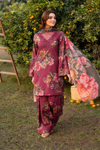 03-Piece Digital Printed Embroidered Lawn Suit With Chiffon Dupatta - Ready To Wear