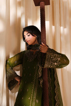 Olive Green 3-piece luxury chiffon suit | Ready To Wear