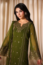 Olive Green 3-piece luxury chiffon suit | Ready To Wear