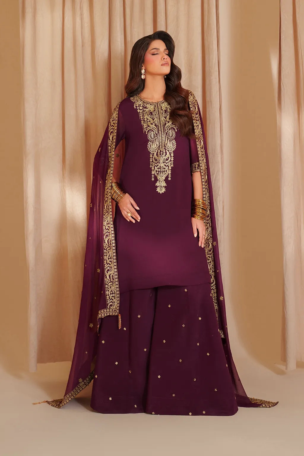 3 Piece Stitched Chiffon Suit