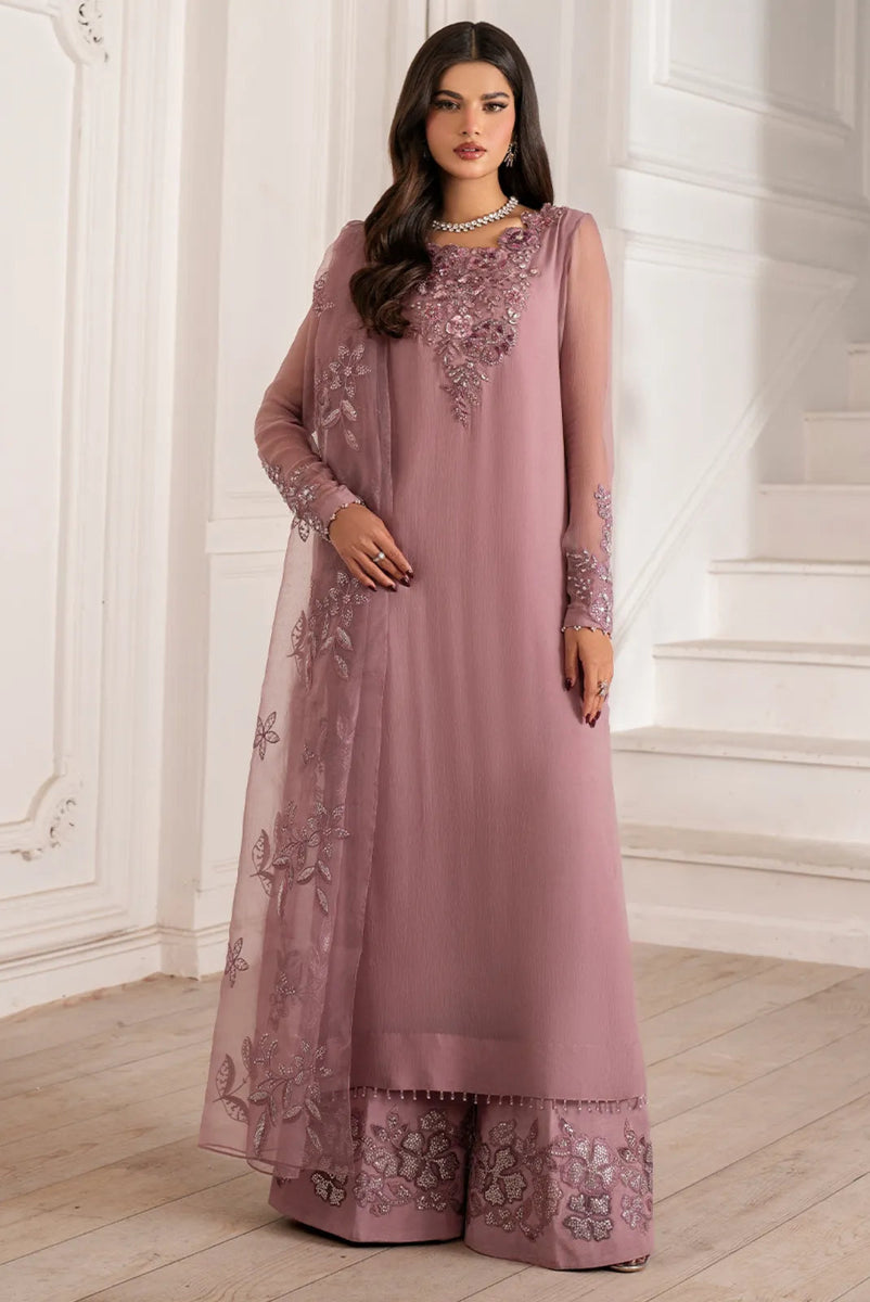 03-Piece Embroidered Chiffon Suit With Organza Dupatta | Ready To Wear