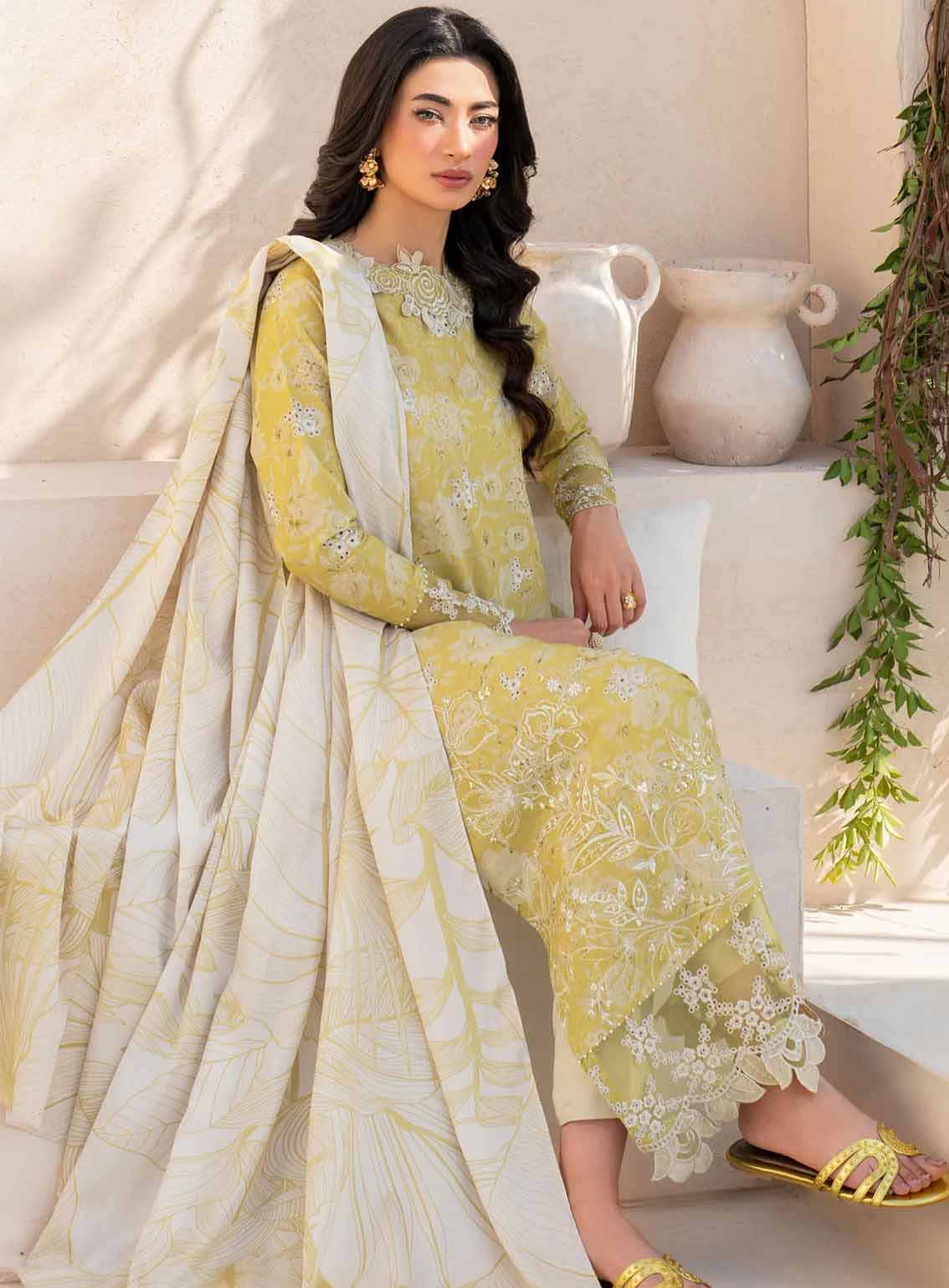 03-Piece Lawn Embroidered Suit Ready To Wear