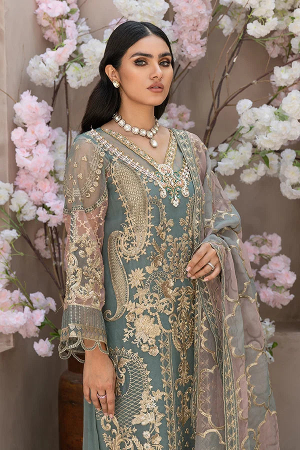 The Pastel Royalty: Heavy Embroidered Organza Suit With Silk Trouser | Ready To Wear