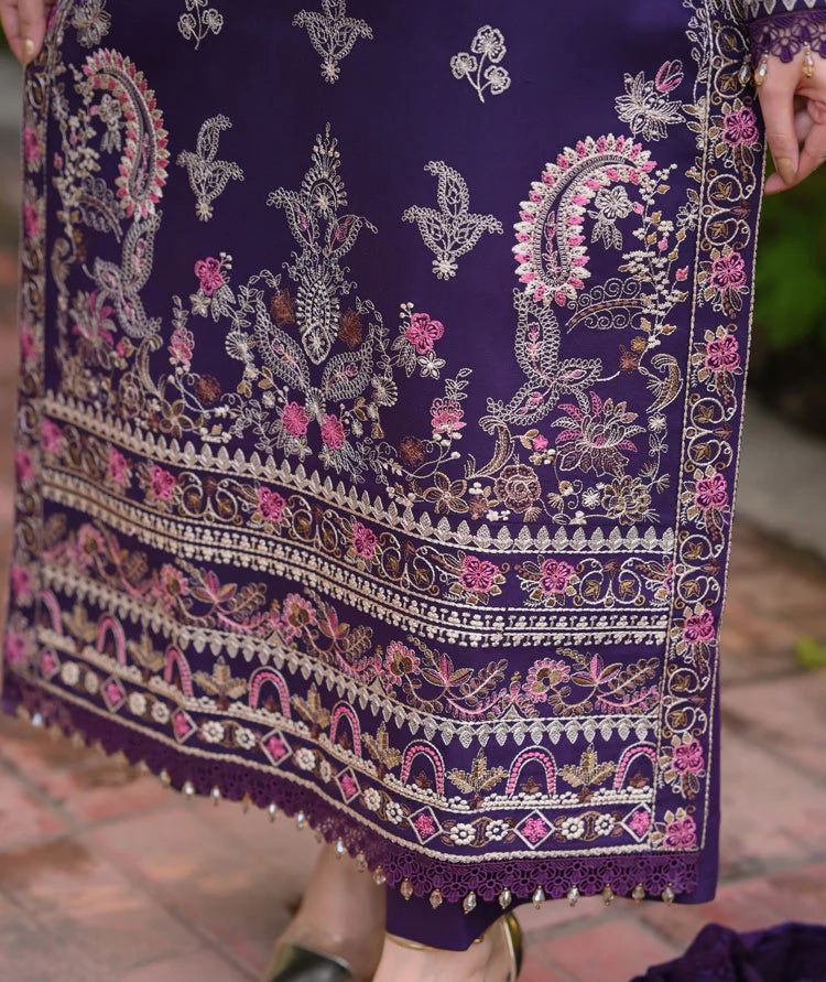 03-Piece Embroidered Cotton Suit With Silk Dupatta | Ready To Wear