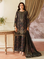 03-Piece Printed Lawn Suit With Heavy Embroidery - Ready To Wear