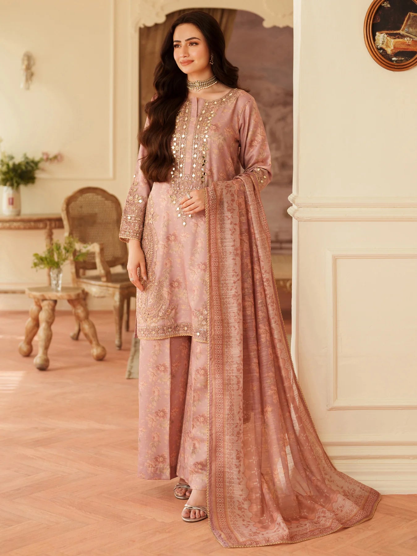 03-Piece Embroidered Lawn Suit With Chiffon Dupatta | Ready To Wear