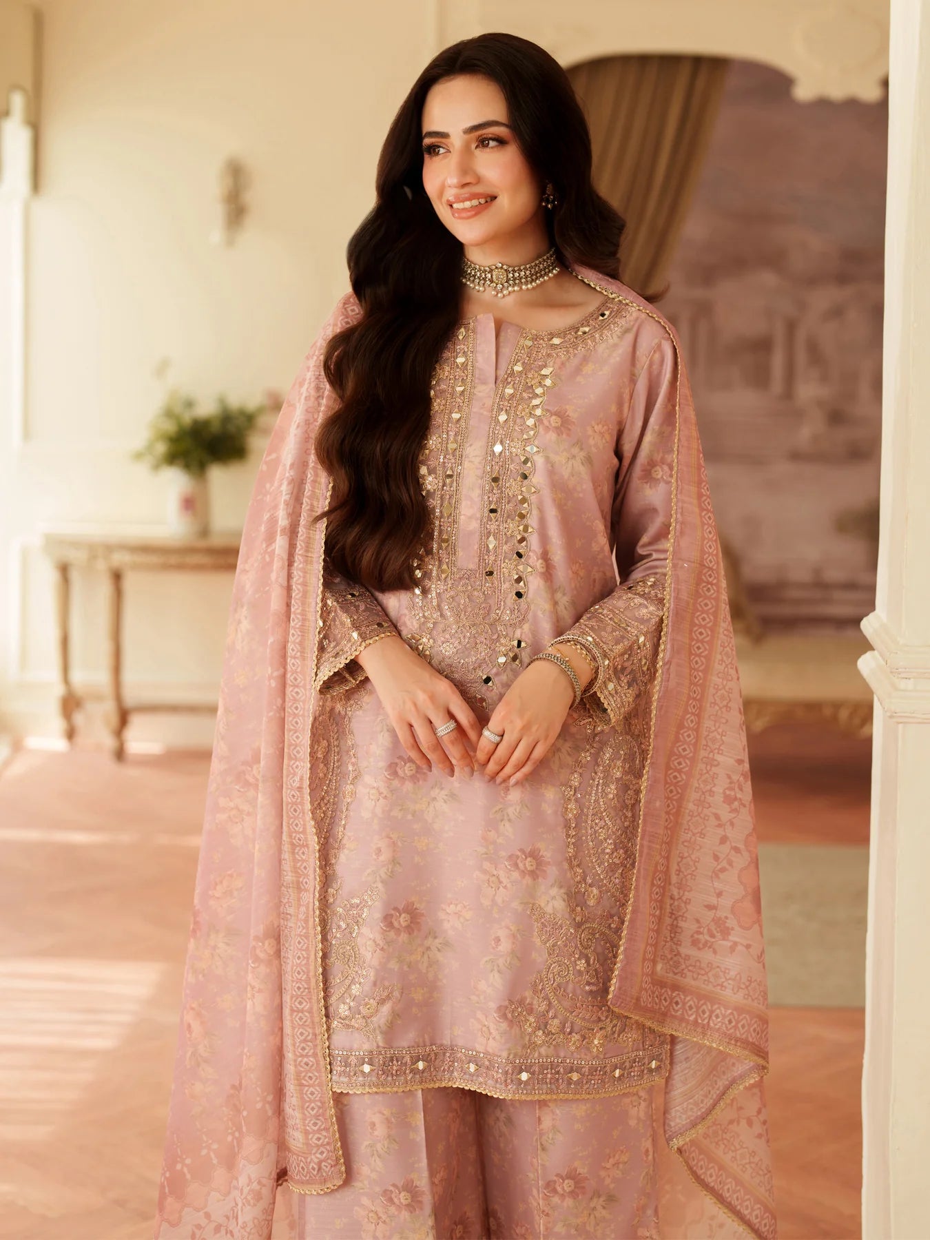 03-Piece Embroidered Lawn Suit With Chiffon Dupatta | Ready To Wear
