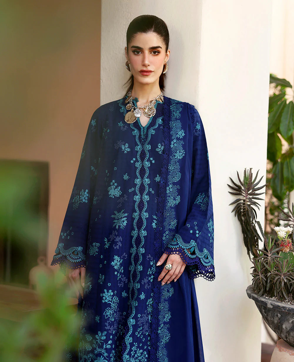 03-Piece Embroidered Lawn Suit With Chiffon Dupatta | Ready To Wear