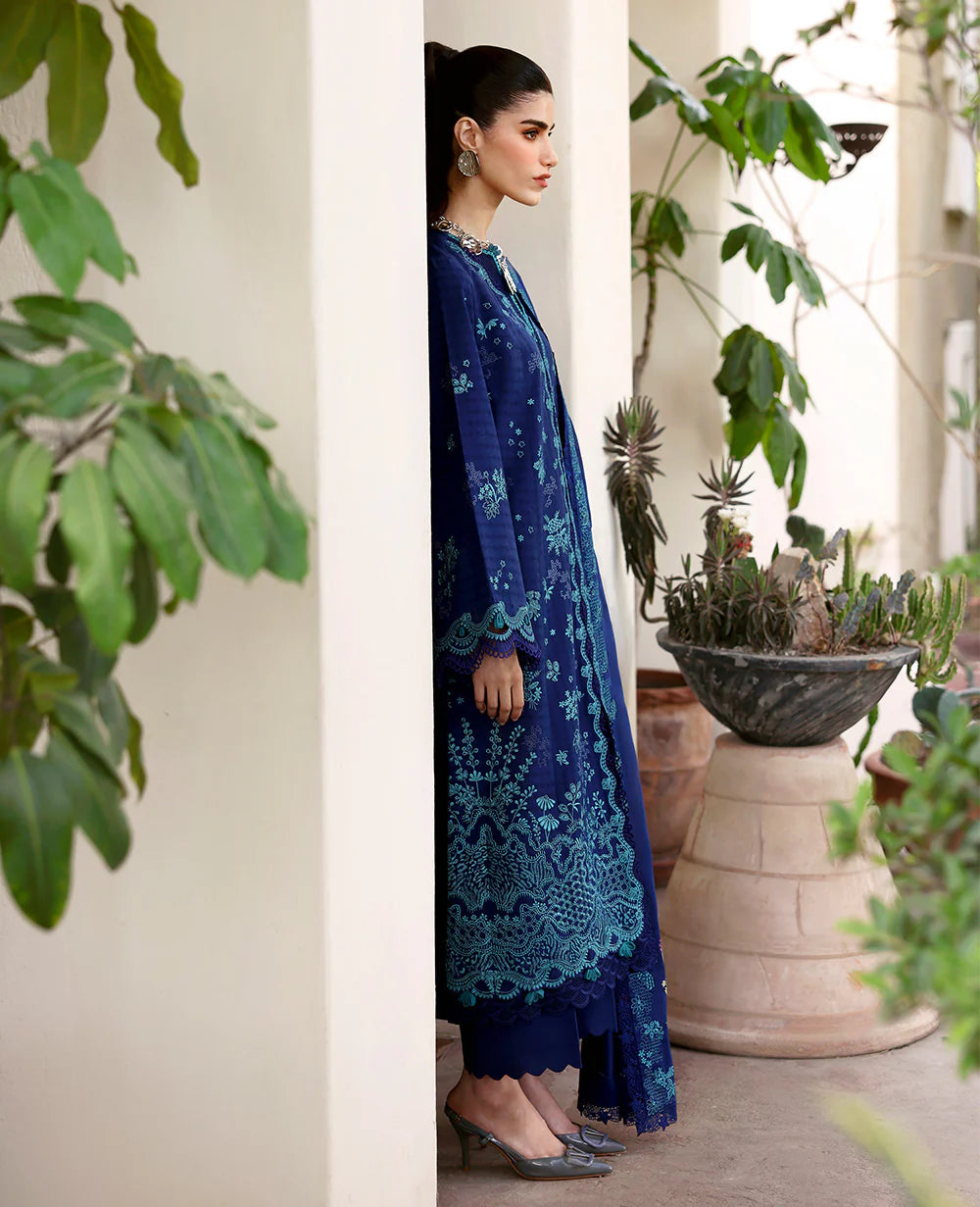 03-Piece Embroidered Lawn Suit With Chiffon Dupatta | Ready To Wear