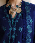 03-Piece Embroidered Lawn Suit With Chiffon Dupatta | Ready To Wear